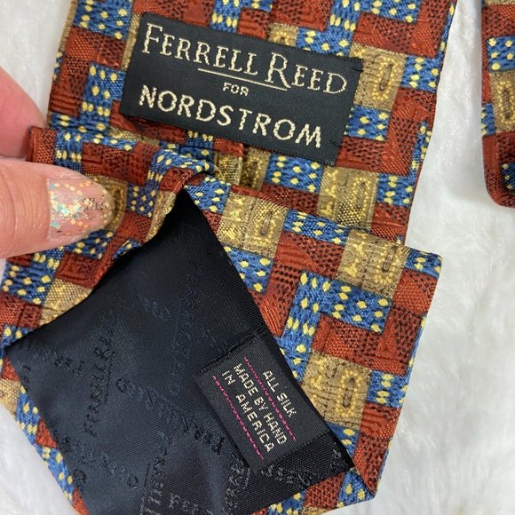 Vintage Ferrell Reed for Nordstrom Geometric Square Print Silk Made in America - Picture 6 of 6